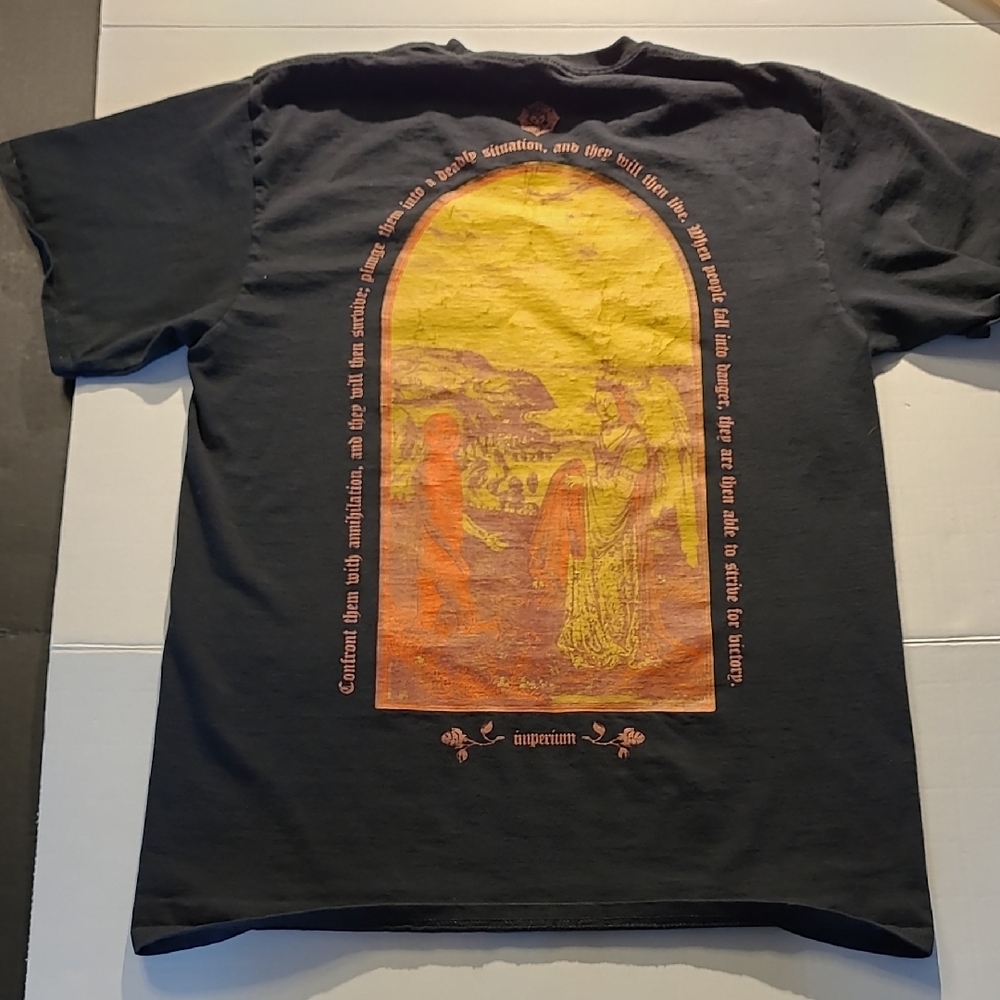 Empyre Imperium Black T-Shirt featuring a "Strive for Victory" portrait graphic